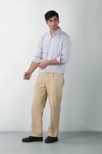 Men's Light Grey Textured Boxy Fit Casual Shirt