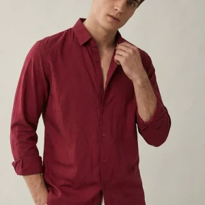 Maroon Premium Textured Formal Shirt