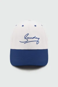 White & Royal Blue Embroidered Cap – Adjustable Unisex Sports Hat